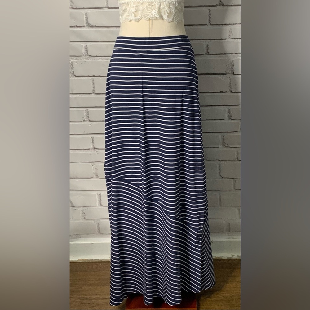 Sonoma White & Navy Striped Maxi Skirt MEDIUM NWT - Picture 3 of 9